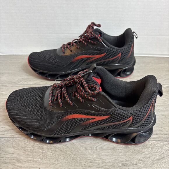 Mosha Belle Woman’s Athletic Tennis Shoe Size 9.5 Black Red Accents Non Slip - Picture 2 of 8